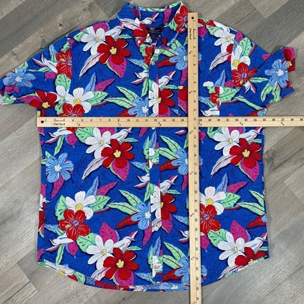 Vineyard Vines Tropical Print Button Front Slim Fit Murray Shirt Blue XL - Picture 10 of 11